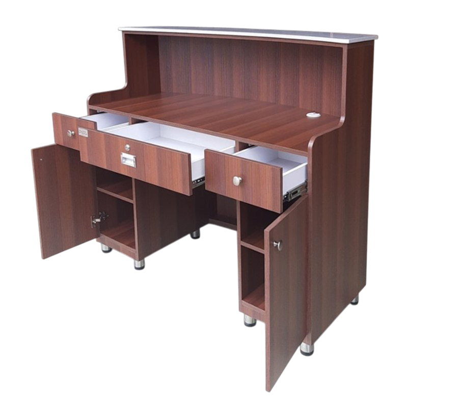 Reception Desk CLV - Silver Lines Brown/Aluminum