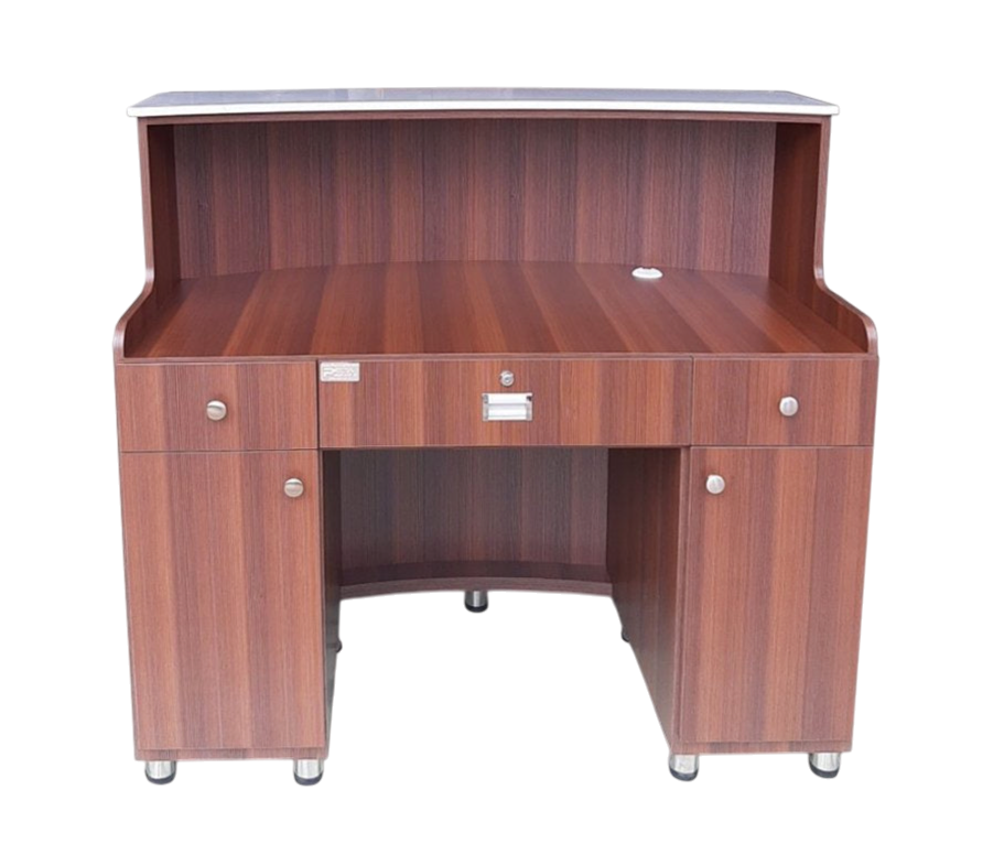 Reception Desk CLV - Silver Lines Brown/Aluminum