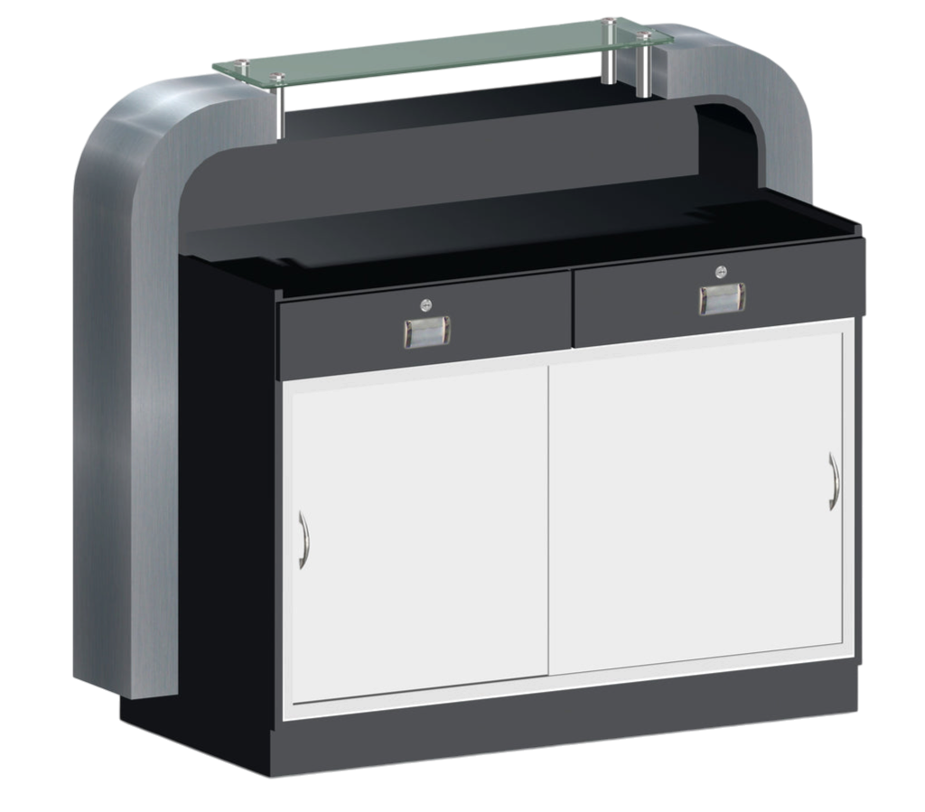 Reception Desk C-39 - Black / Aluminum