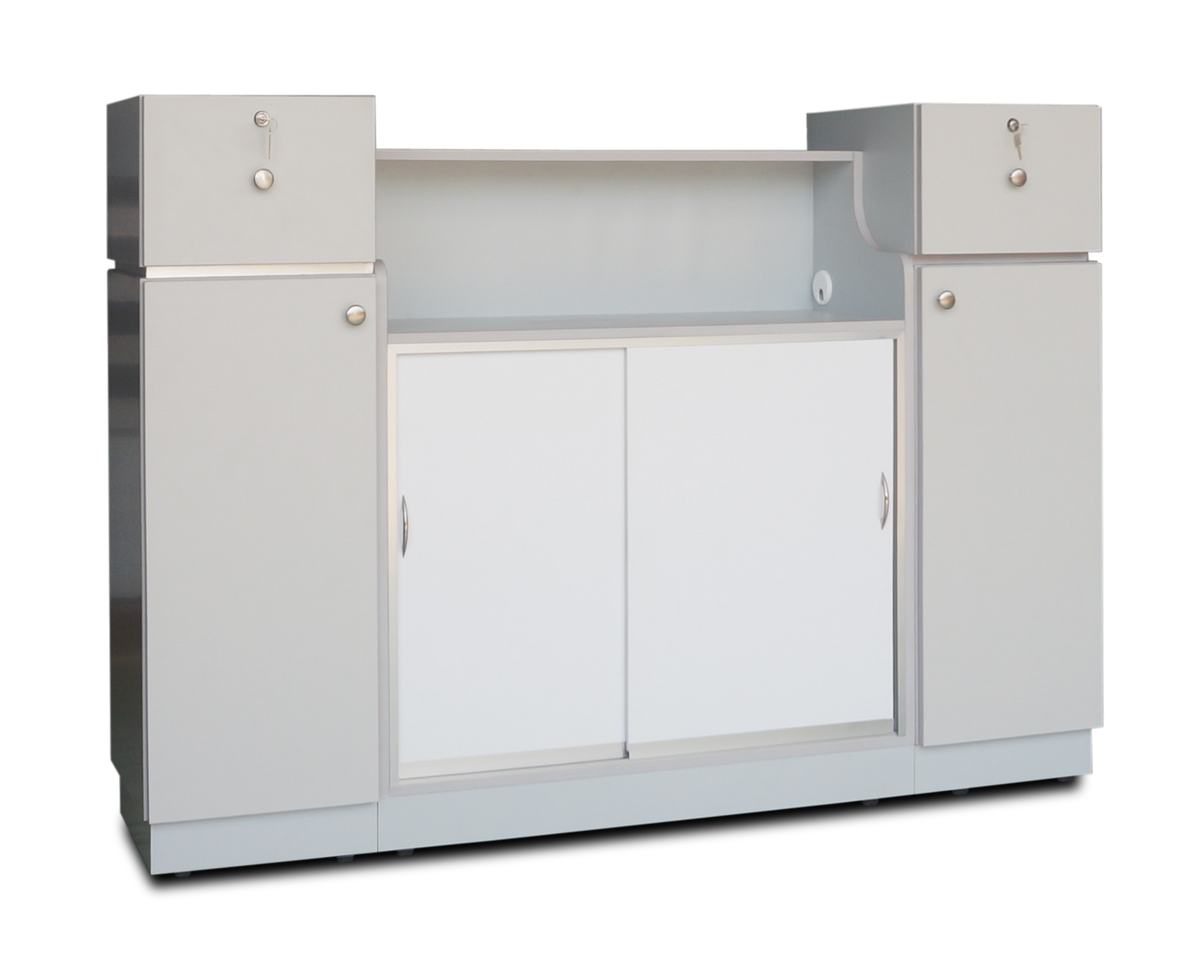 Reception Desk C07 - Solid Gray/ Aluminum