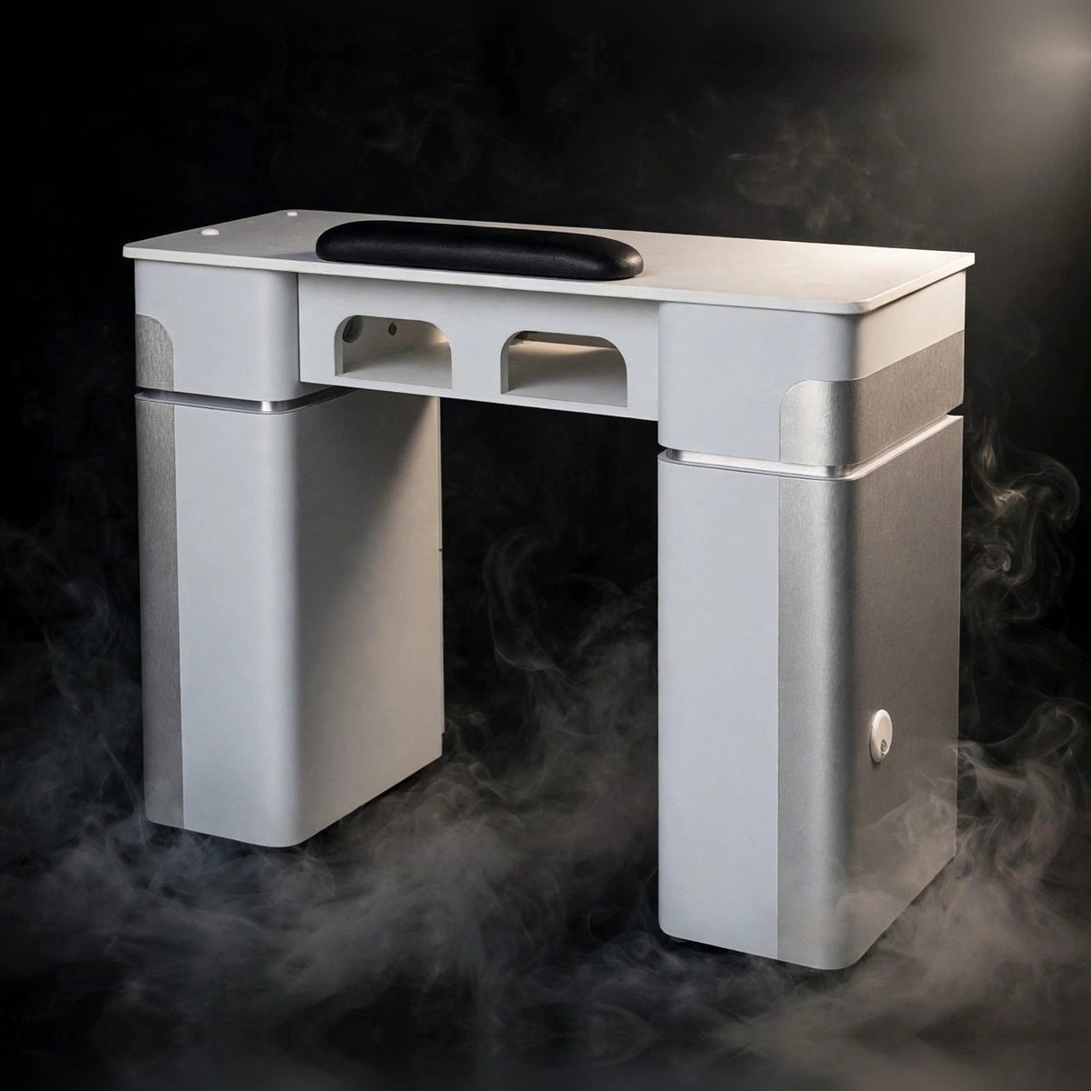 Nail Table T07 with Dual Dryer Holes - Light Gray / Aluminum