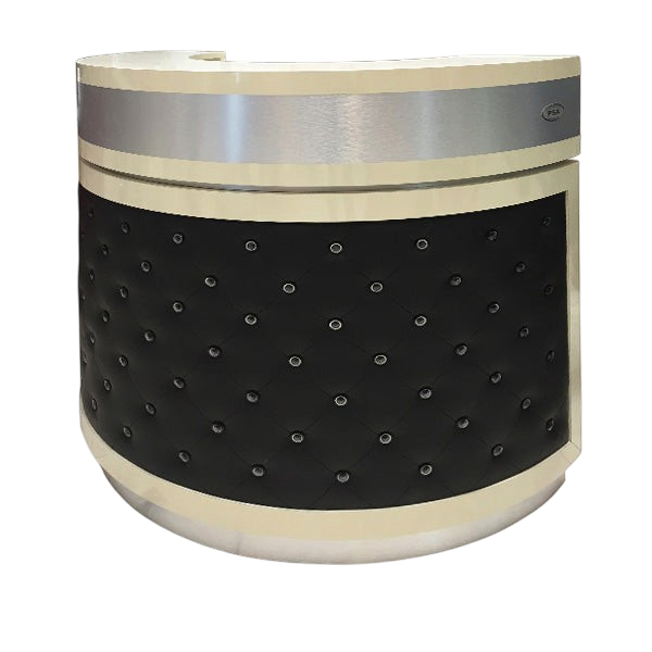 Reception Desk C-48 - Beige/ Aluminum/ Black PU