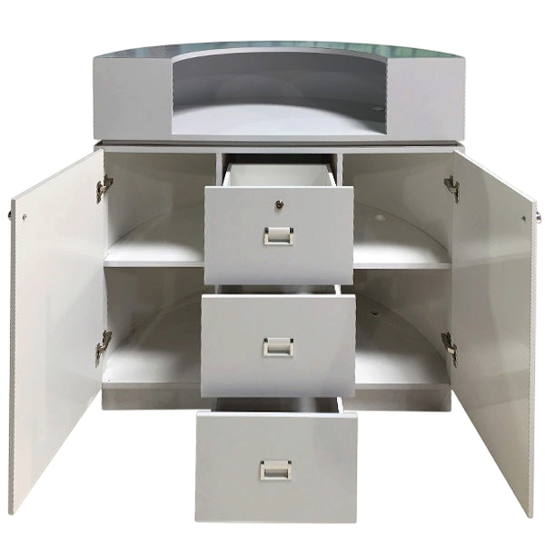 Reception Desk C-48 - Beige/ Aluminum/ Black PU