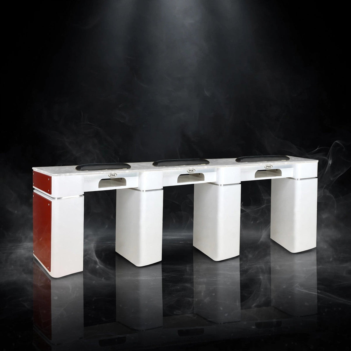 Nail Table T-39 Triple with Gel Hole - White / Burgundy