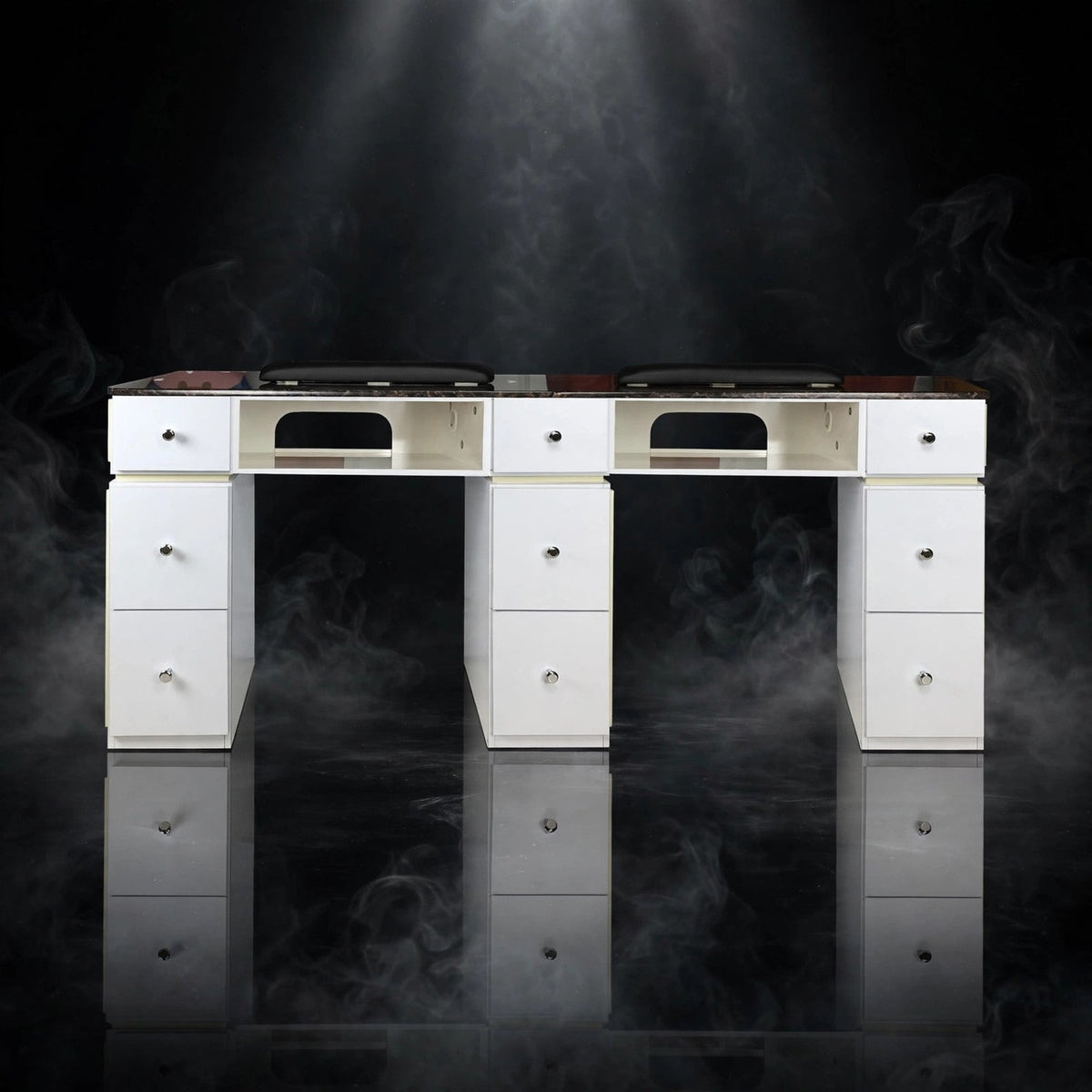 Nail Table T-39 Double with Gel Hole - White / Beige