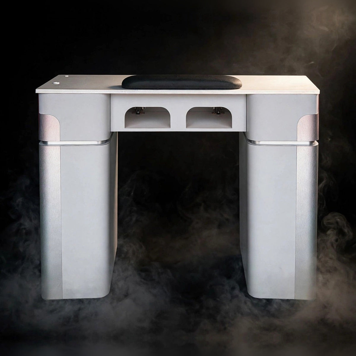 Nail Table T07 with Dual Dryer Holes - Light Gray / Aluminum