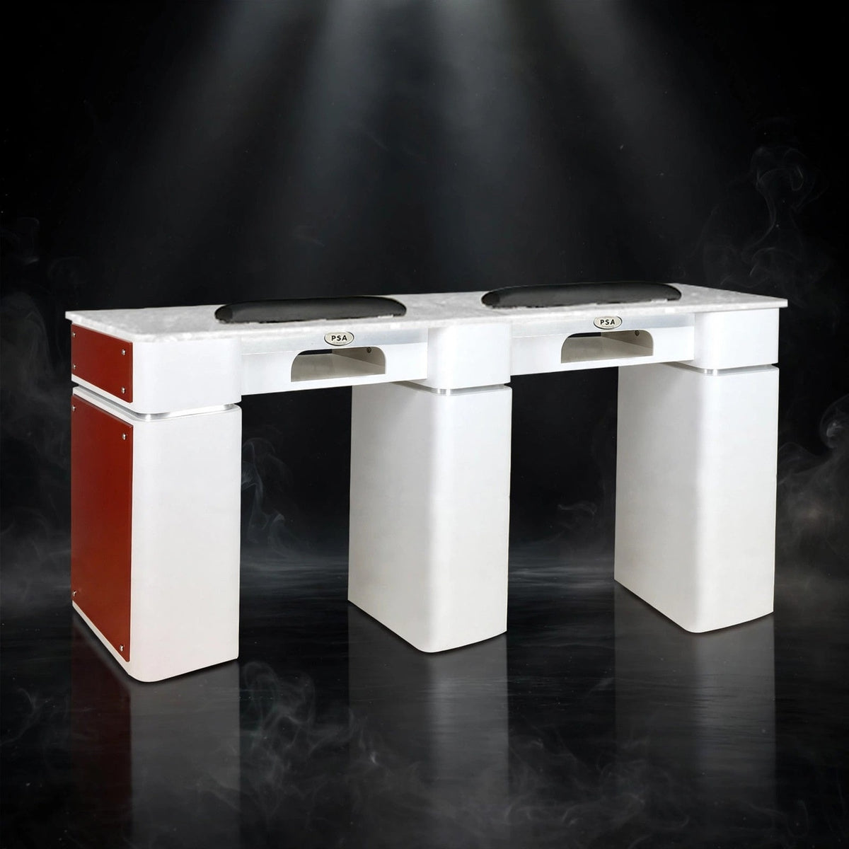 Nail Table T-39 Double with Gel Hole - White / Burgundy