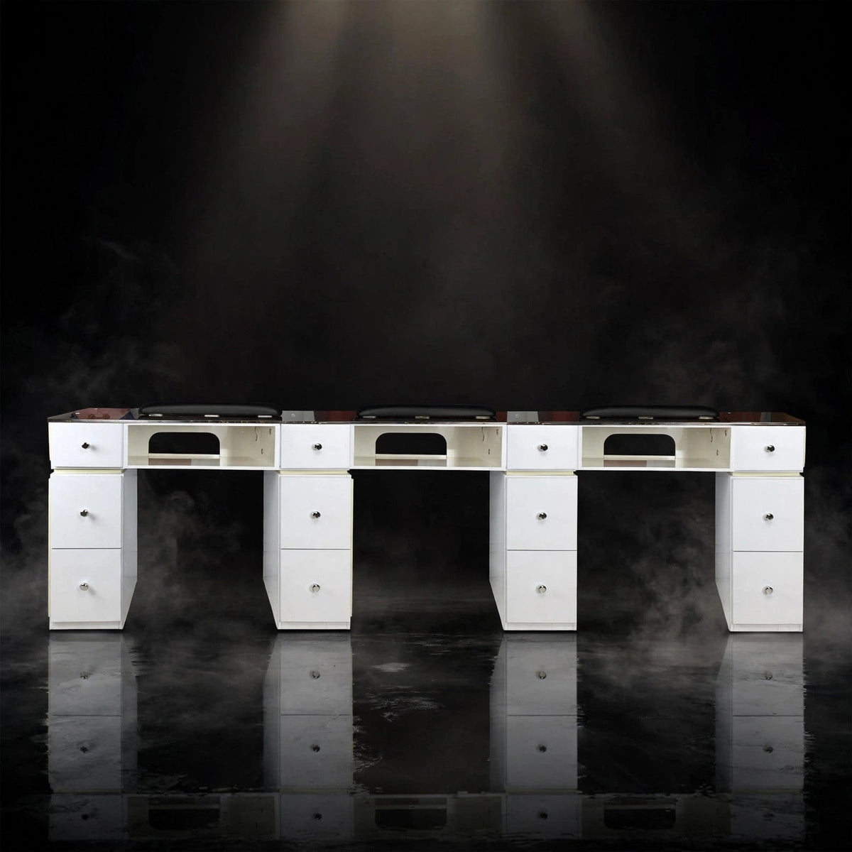 Nail Table T-39 Triple with Gel Hole - White / Chocolate