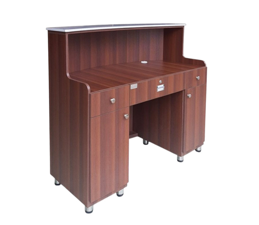Reception Desk CLV - Silver Lines Brown/Aluminum