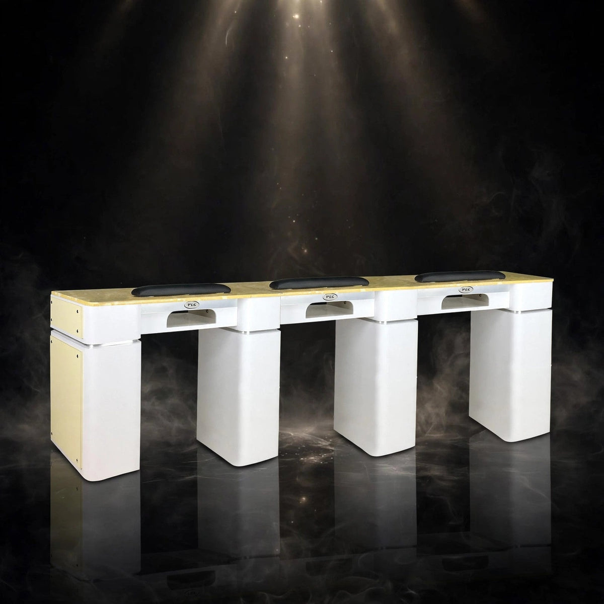 Nail Table T-39 Triple with Gel Hole - White / Beige