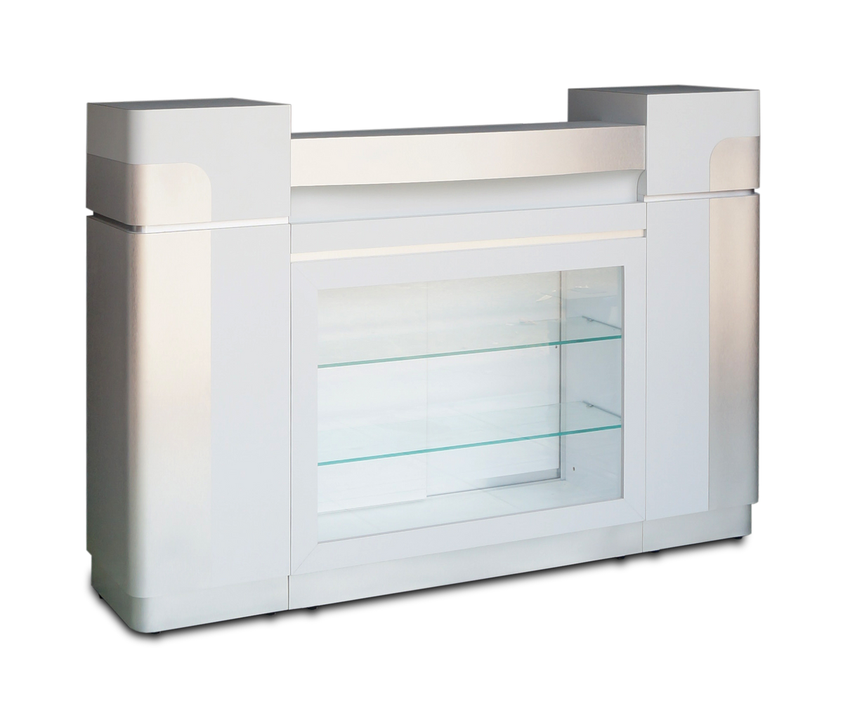 Reception Desk C07 - Solid Gray/ Aluminum
