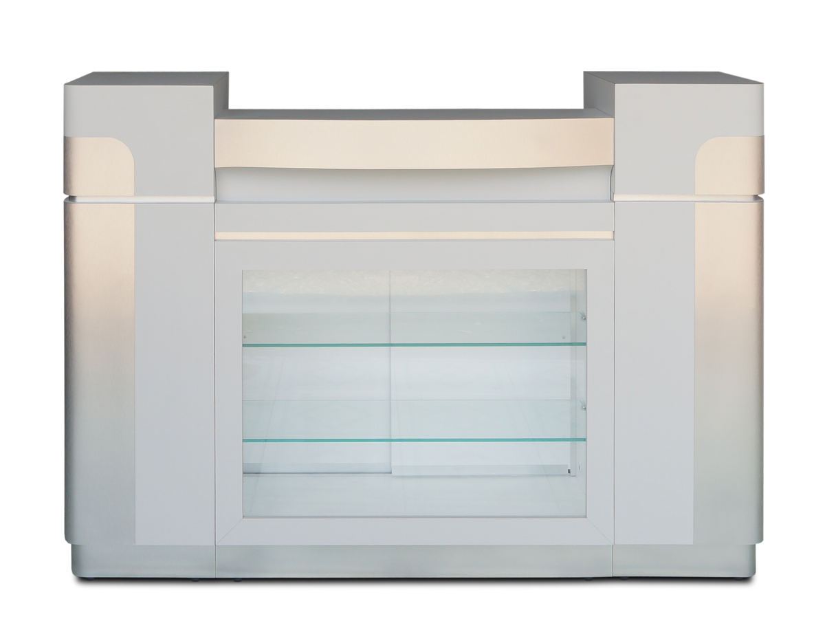 Reception Desk C07 - Solid Gray/ Aluminum