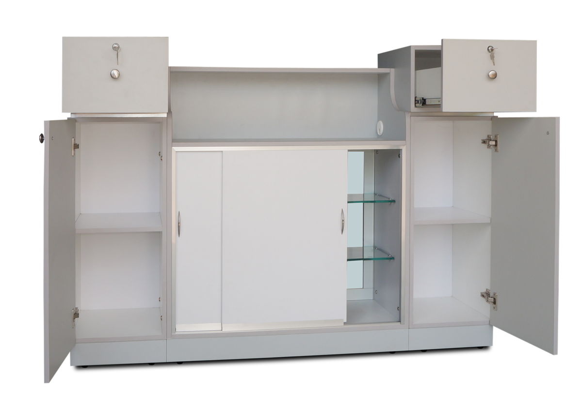 Reception Desk C07 - Solid Gray/ Aluminum