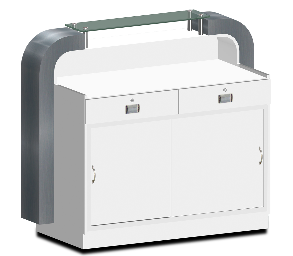 Reception Desk C-39 - White/Aluminum