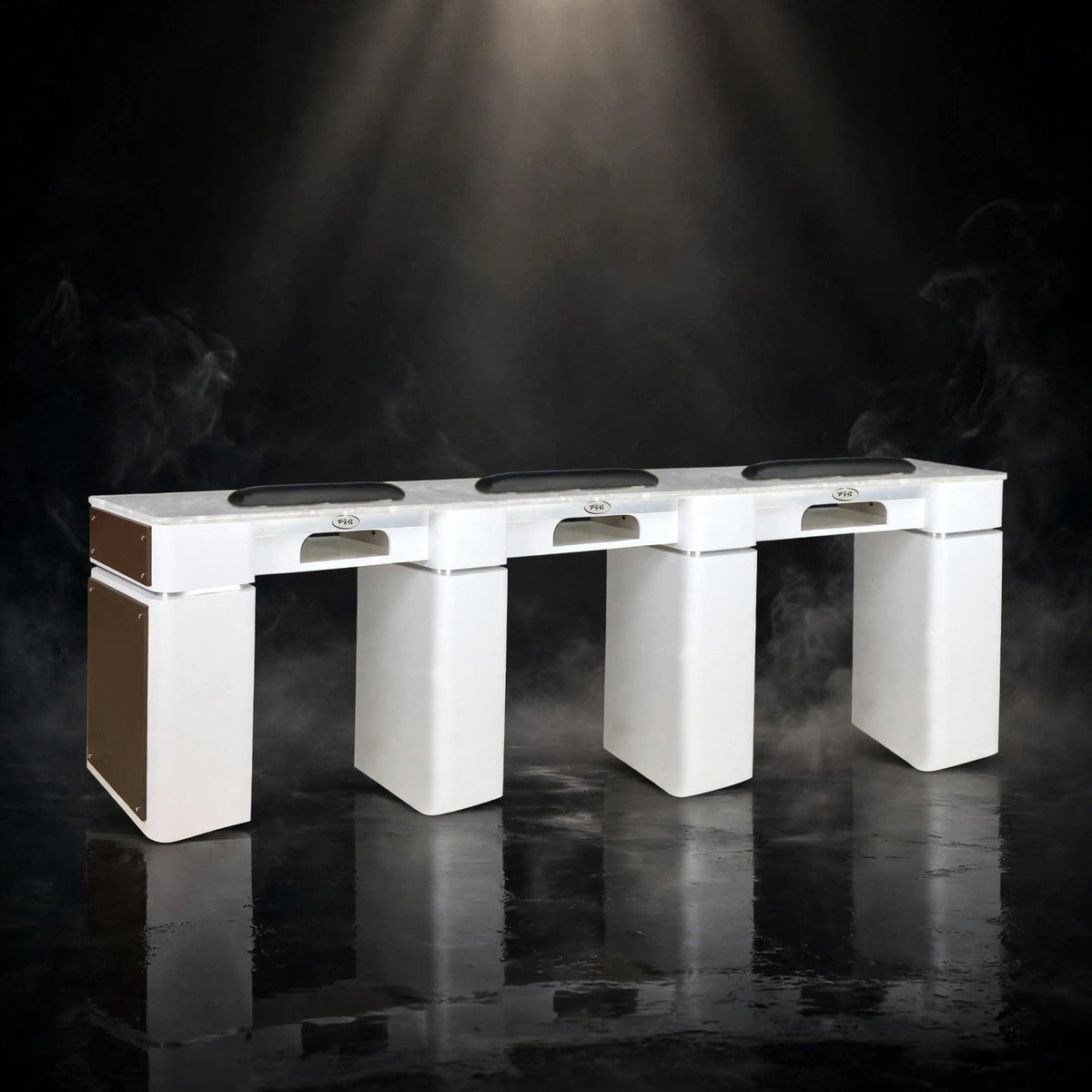 Nail Table T-39 Triple with Gel Hole - White / Chocolate